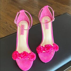 Betsey Johnson Fuchsia Floral Heels 3”